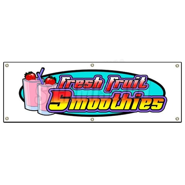 SMOOTHIES BANNER SIGN fresh fruit smoothie signs